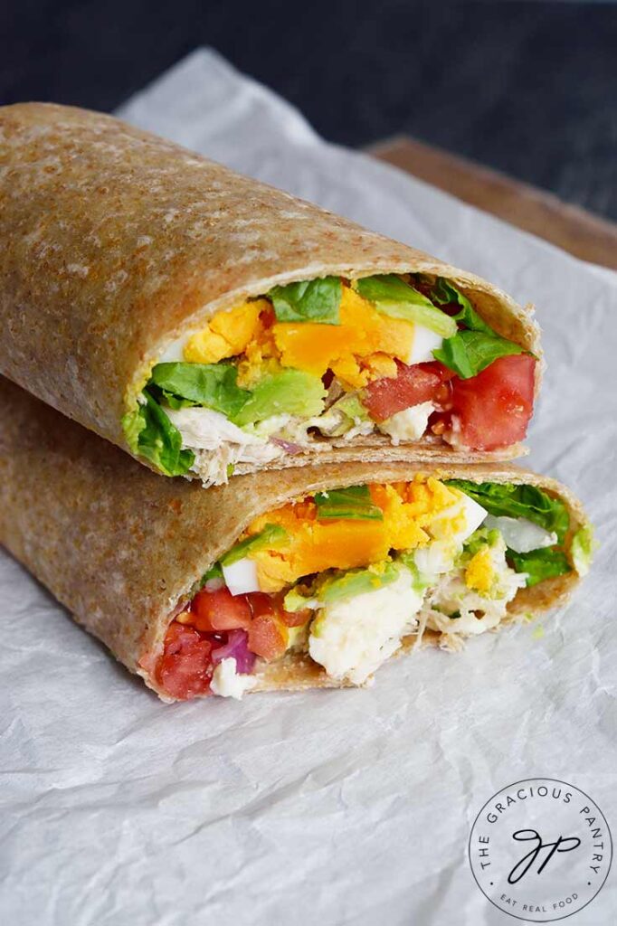 Easy Chicken Cobb Salad Wraps - Lunch Recipe - Taste and Tell