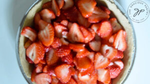 Fresh strawberries in a pie crust.
