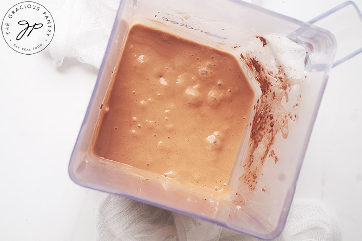 Chocolate Banana Ice Cream blended and still sitting in a blender tumbler.