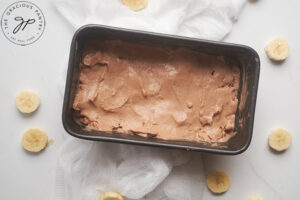 Frozen Chocolate Banana Nice Cream in a loaf pan.