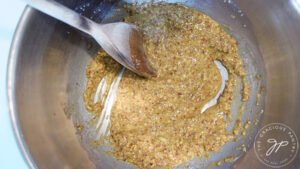 Gluten-free hotcakes batter mixed together in a mixing bowl.