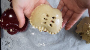 A fresh hand pie just removed from the hand pie mold.