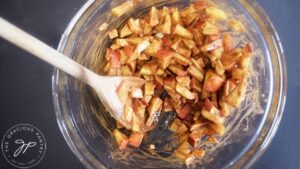 Apple Hand Pie filling mixed together in a mixing bowl.