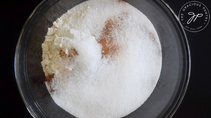 All the dry ingredients for this Gluten-Free Pumpkin Biscotti Recipe sitting in a mixing bowl.