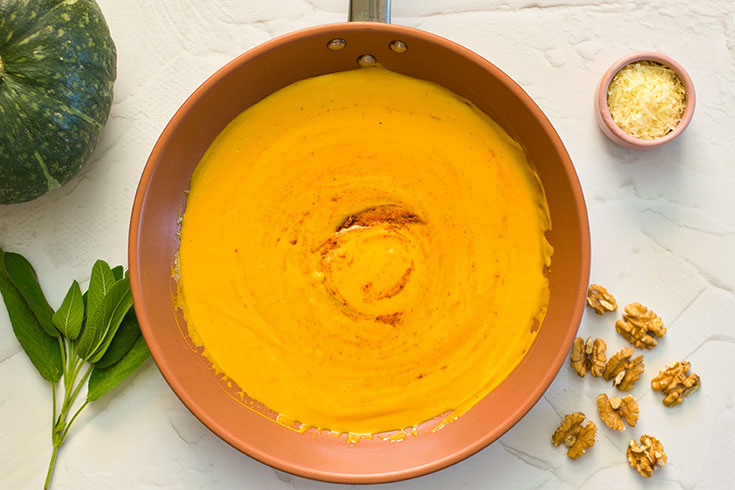 Pumpkin Pasta sauce in a skillet.