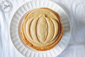 An overhead shot looking down on a stack of Pumpkin Spice Pancakes.