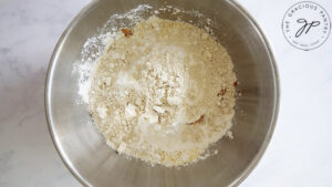 Flour in a mixing bowl.