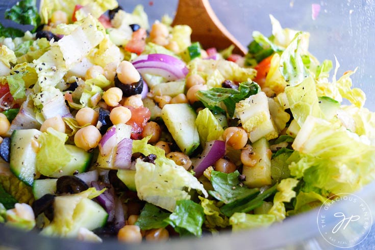 Closeup of an Italian Chopped Salad.