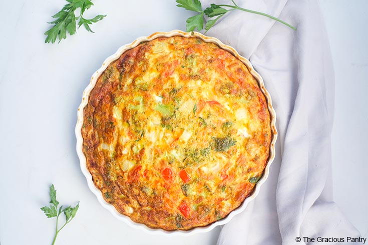 The finished Vegetable Breakfast Tart cooling after baking.