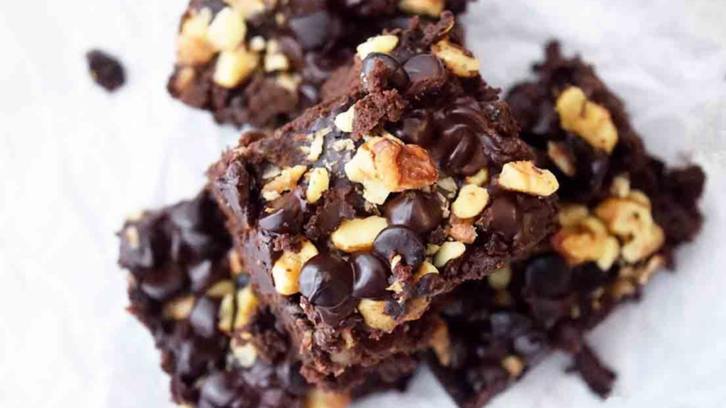 Black Bean Brownies in a stack from overhead.