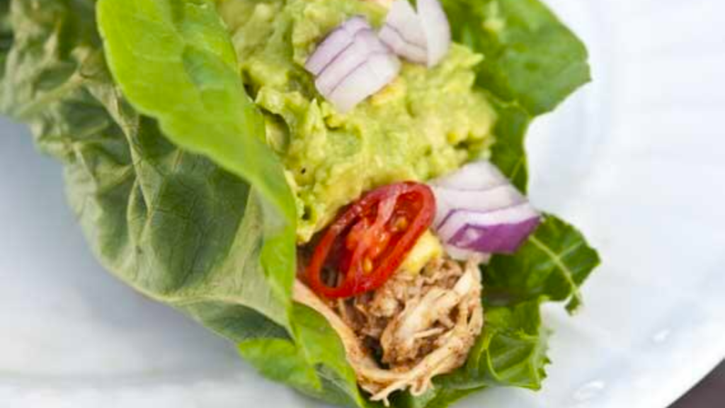 An up close view of a low carb taco.