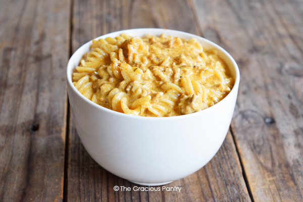 A white bowl filled with Real Food Homemade Hamburger Helper Cheeseburger Pasta