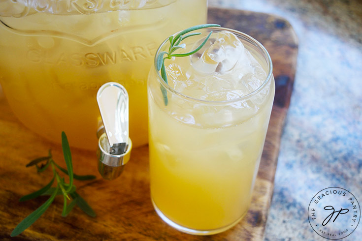 Just made Lavender Lemonade served in a cup over ice and garnished with fresh lavender.