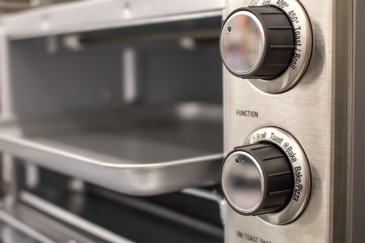 An open convection oven.