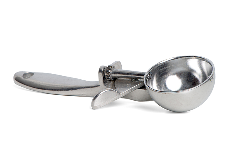 An ice cream scoop on a white background.