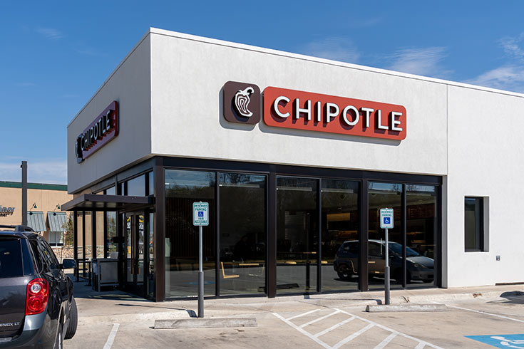 The front of a Chipotle restaurant.