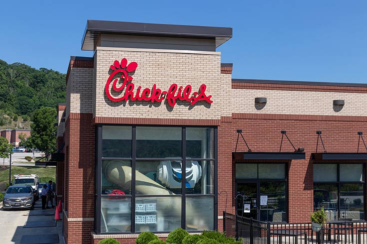 The front of a Chick-Fil-A restaurant.