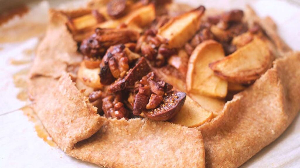 A side view of a just-baked fig Galette.