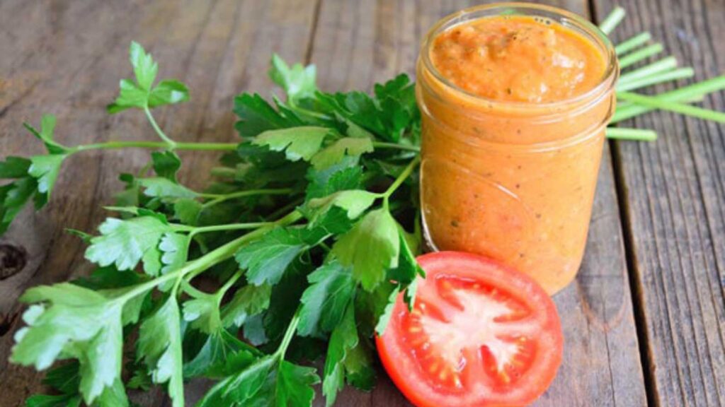 Marinara in an open canning jar.