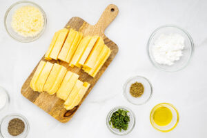 A polenta log sliced into fries.