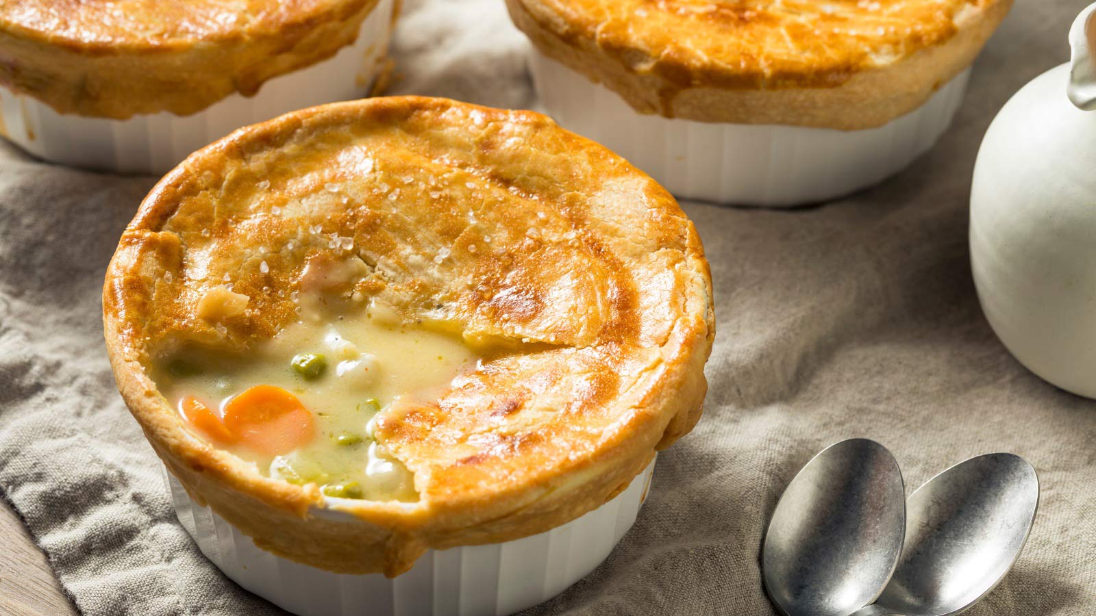 Homemade Individual Chicken Pots Pies Ready to Eat