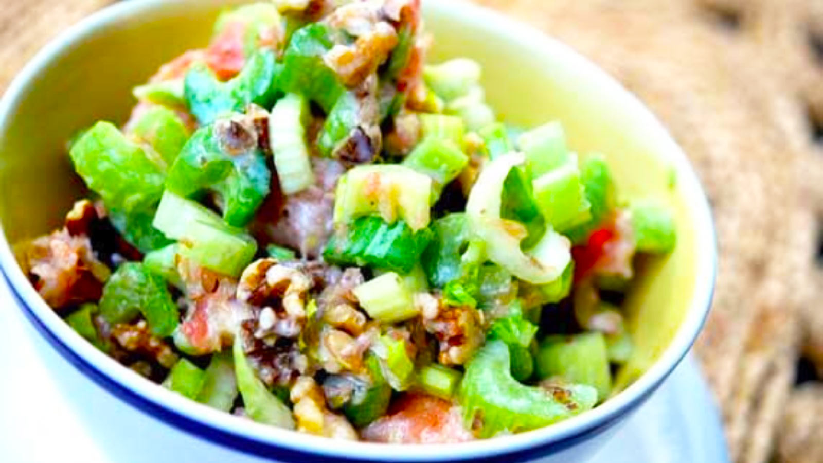 Citrus Celery Salad in a white bowl.