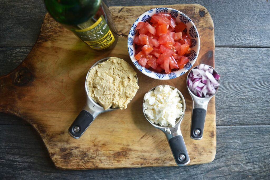 Filling ingredients for Mediterranean Lettuce Wraps.