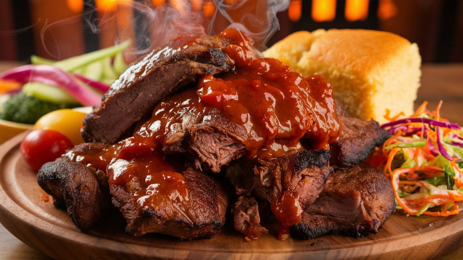 Kansas City-style barbecue - Barbecue with thick, sweet, tomato-based sauce, slow-smoked meats.