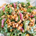 Kale Salad Recipe With Walnuts, Butter Beans, And Maple Tahini Dressing