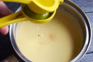 Add the salt and lime juice.