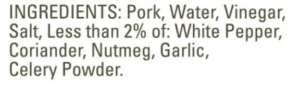 Ingredients for the sausage used in this Sausage, Kale And Potato Soup Recipe.