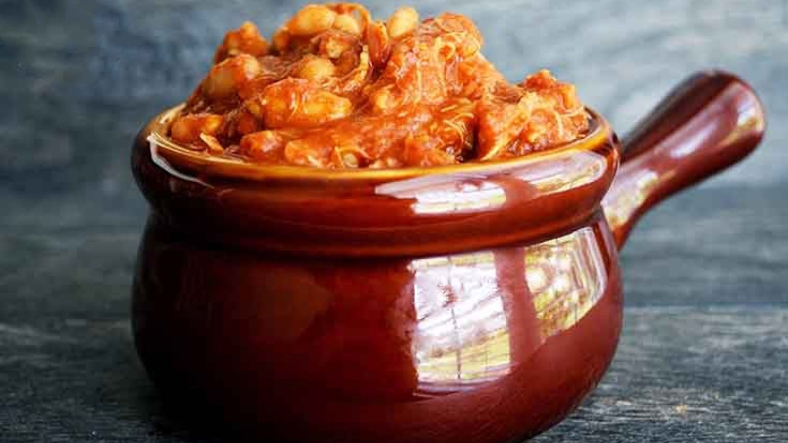 A crock loaded with white chicken chili.