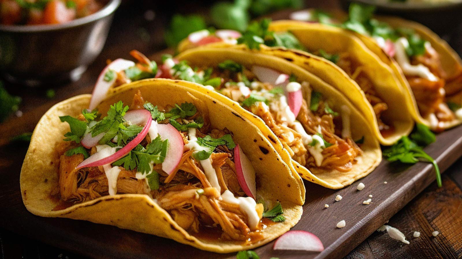 Beef taco, mexican food.Moody Elegance, Rustic Charm, Soft and dreamy lighting, Warm and muted colors, Warm Earthy Tones.Mexican tacos with beef, tomatoes and cheese.