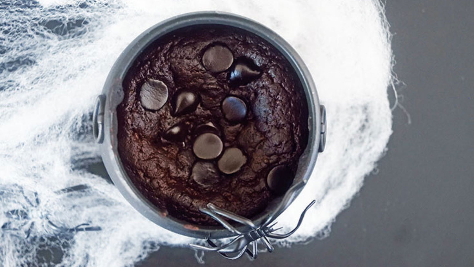 A single cauldron cake from overhead.