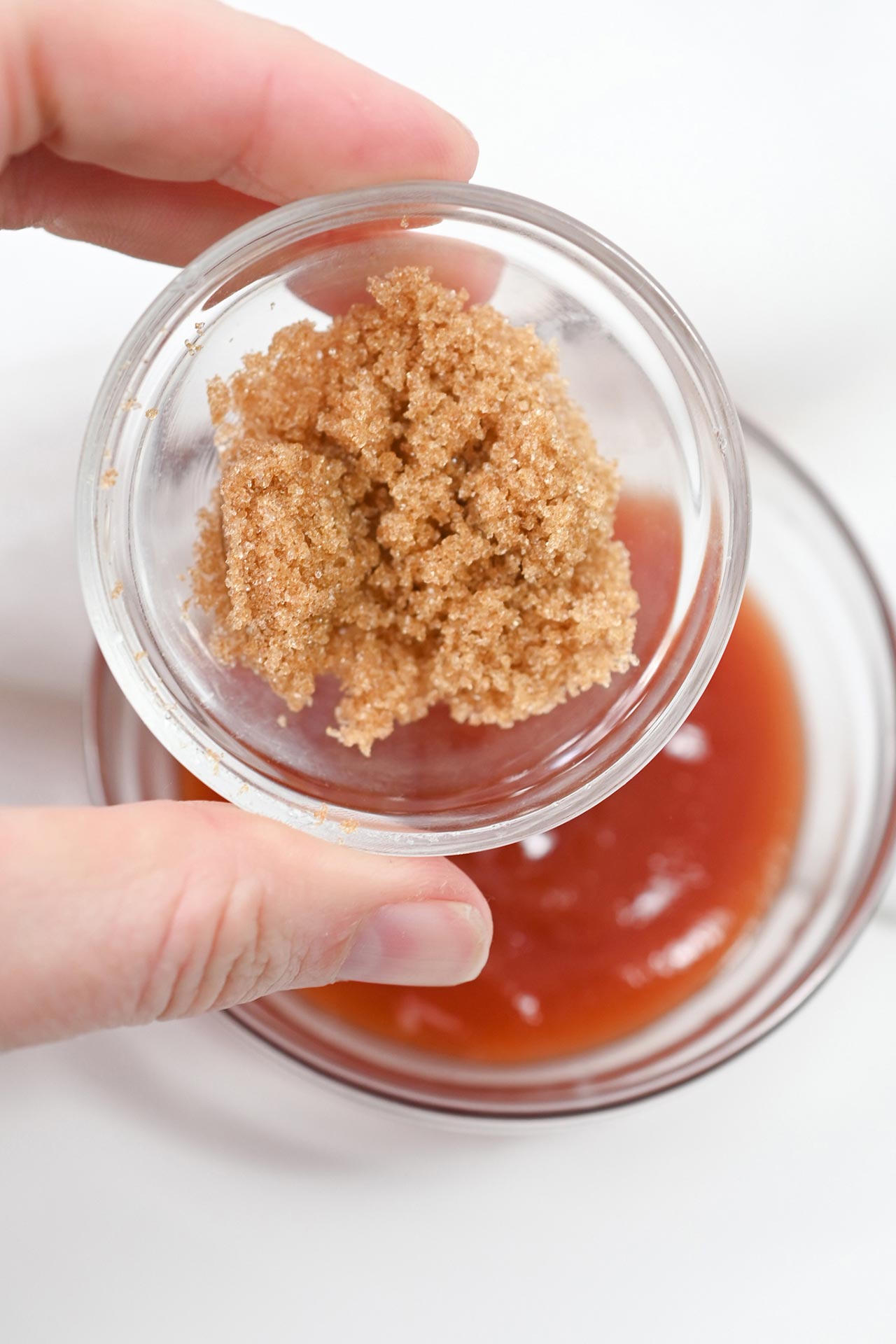Granular sweetener in a small bowl.