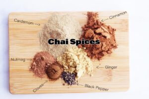 A labeled image of the different spices in this Chai Spice Mix.