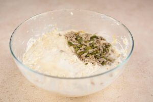 Seeds added to oat bread batter.