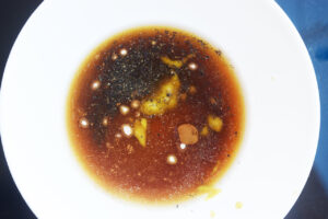 Worcestershire Sauce Substitute ingredient in a bowl for mixing.