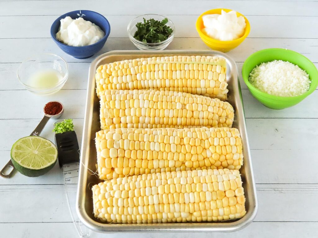 Ingredients for this elote recipe.