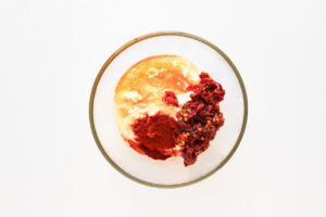 Sauce ingredients in a mixing bowl.