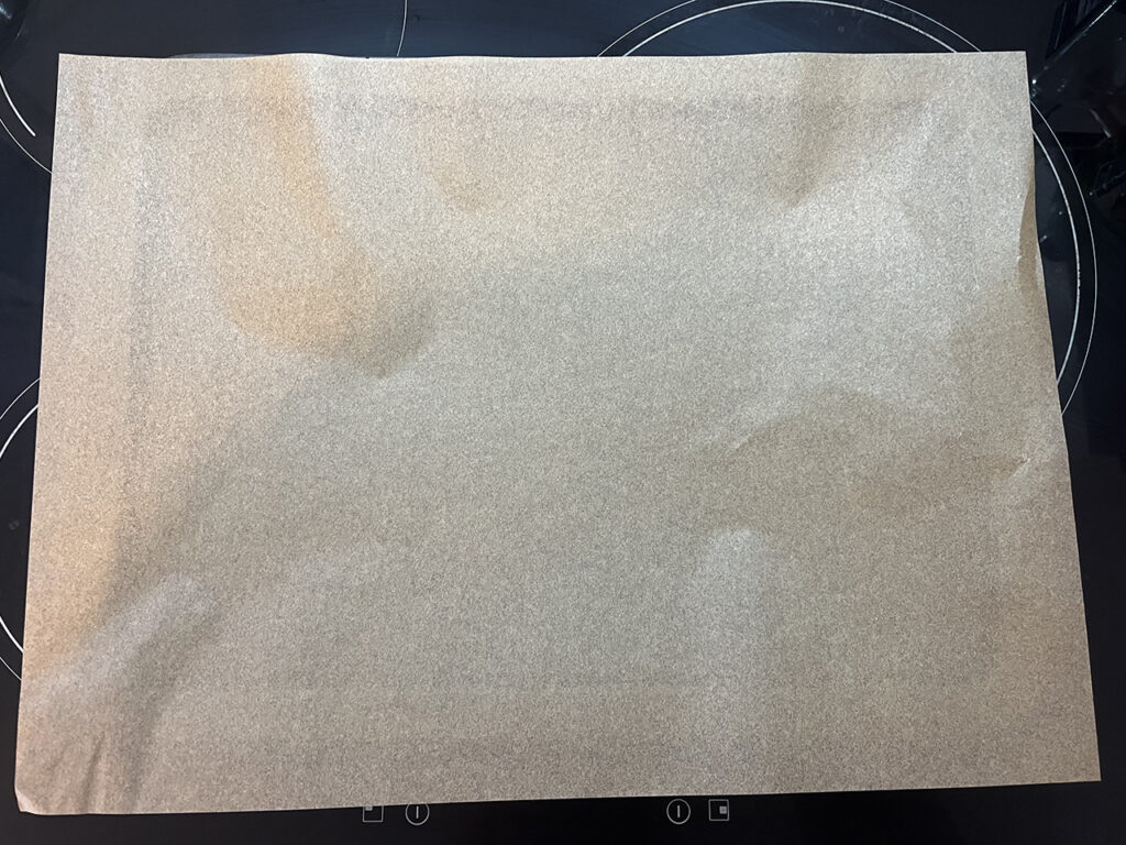 Parchment on a baking pan.