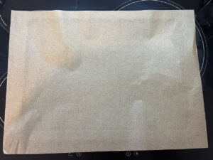 Parchment on a baking pan.