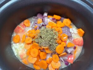Spiced added to the slow cooker crock.