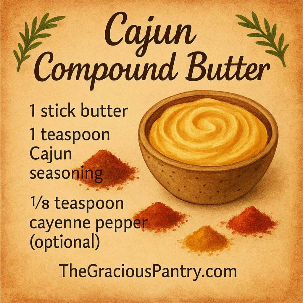 A graphic showing a recipe for Cajun compound butter.