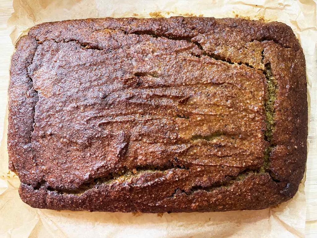 The pumpkin bar loaf cooling after baking.