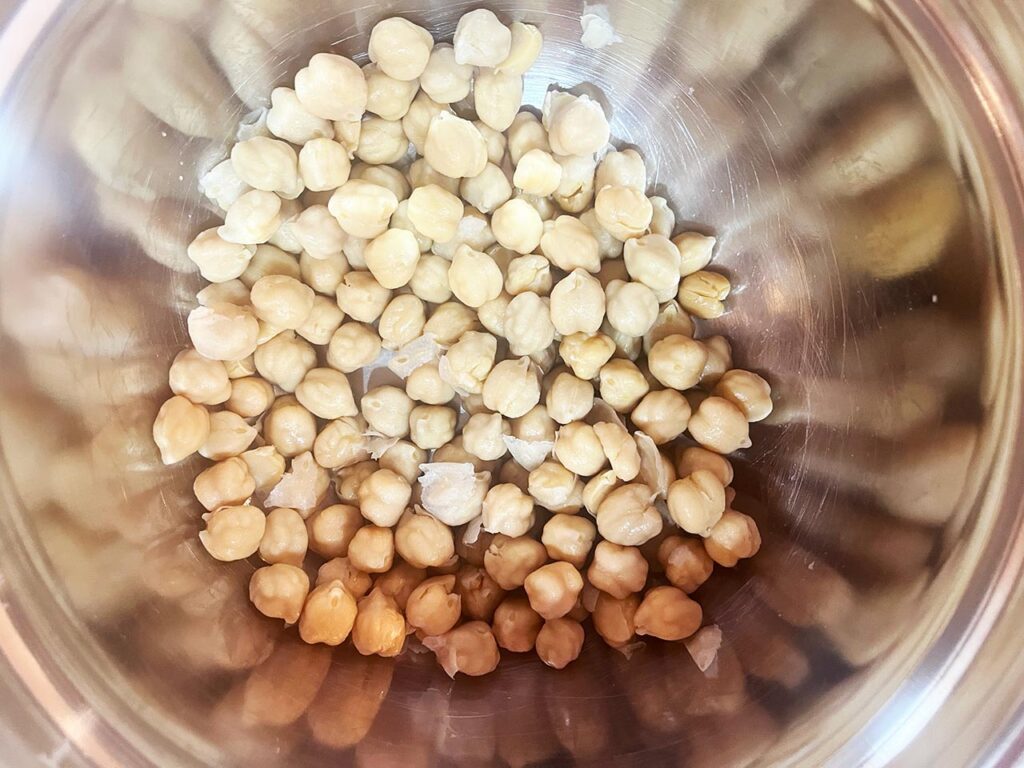 Chickpeas in a large mixing bowl.
