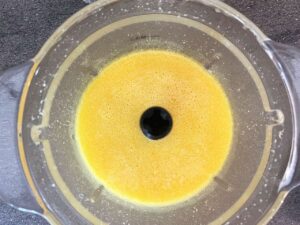 The vegan butter ingredients blended in a food processor.