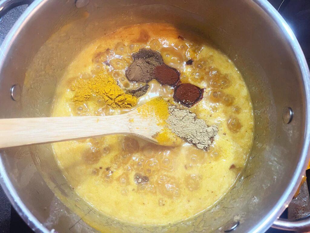 Spices added to the Pumpkin Curry.